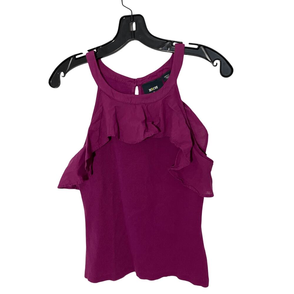 Maeve Anthropologie Halter Neck Purple Ruffled Tank Preppy Minimalist Blouse S